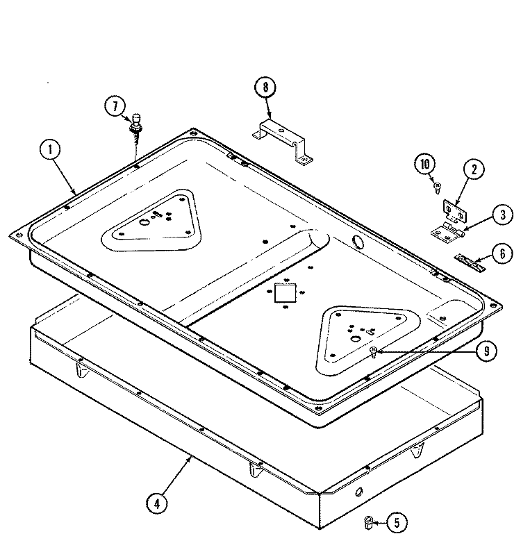 BODY Diagram and Parts List for 8320PW  Magic Chef Cooktop