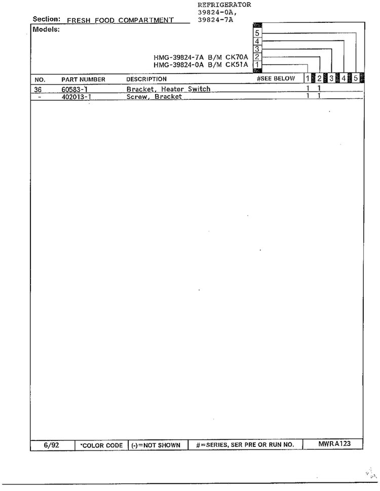 Fresh Food Compartment Page 3 Diagram and Parts List for 39824-7A  Admiral Refrigerator