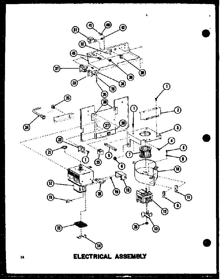 Electrical Assembly Diagram and Parts List for RC-14S P72649-1M Amana Microwave