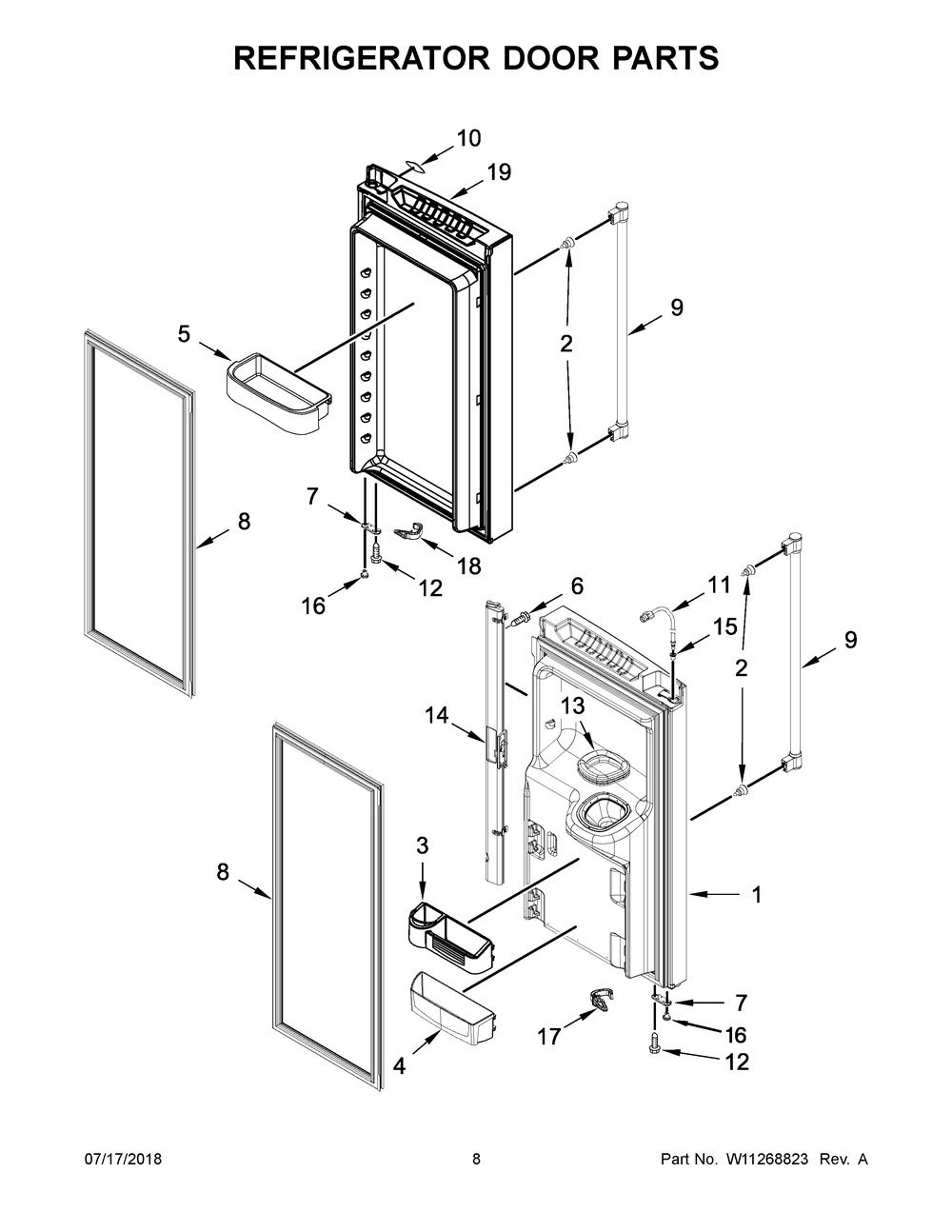 Refrigerator Door Parts Diagram and Parts List for MFI2570FEZ06  Maytag Refrigerator
