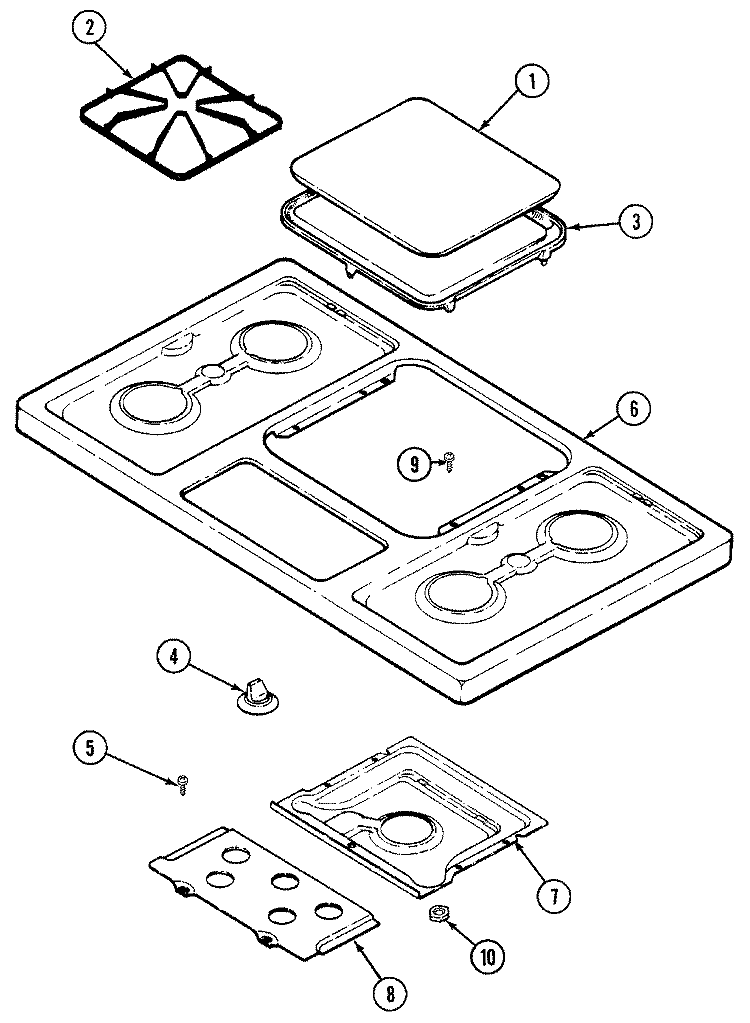 TOP ASSEMBLY Diagram and Parts List for D8320PW-L  Maytag Cooktop