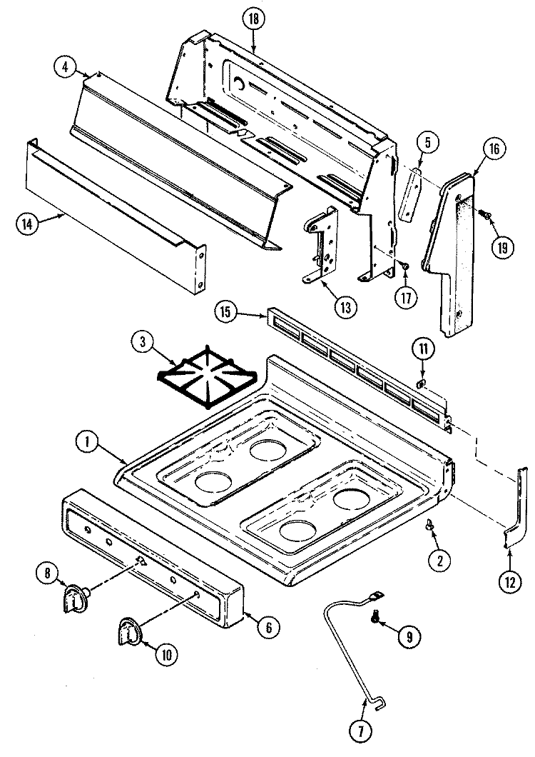 TOP & CONTROL PANEL ASSEMBLY (CG3110PRV) Diagram and Parts List for CG3110PRV  Crosley Range