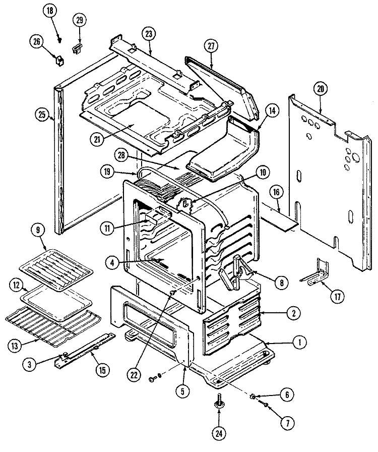 BODY Diagram and Parts List for CG3110PRV  Crosley Range