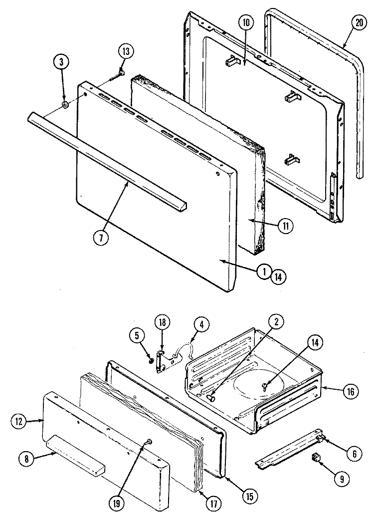 DOOR / DRAWER Diagram and Parts List for CG3110PRV  Crosley Range