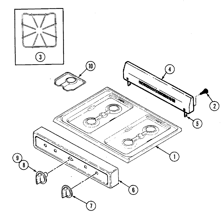 TOP & CONTROL PANEL Diagram and Parts List for CG3100PPA  Crosley Range