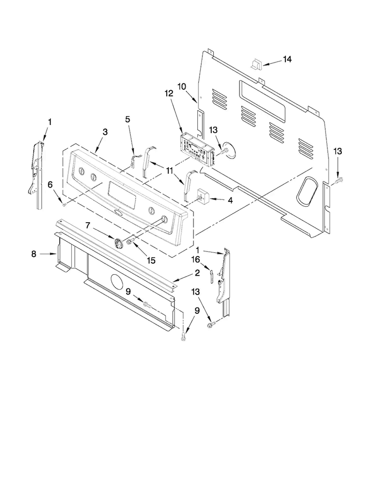 Control Panel Parts Diagram and Parts List for MER5605WB0  Maytag Range