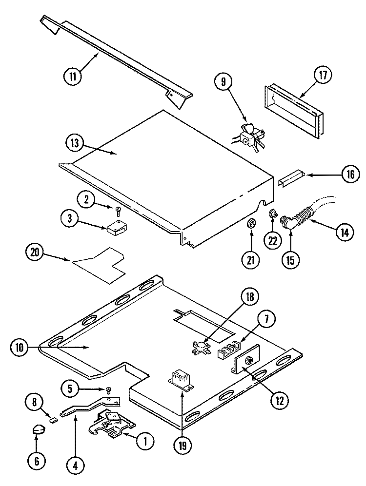 INTERNAL CONTROLS Diagram and Parts List for 9876XVB  Magic Chef Wall Oven