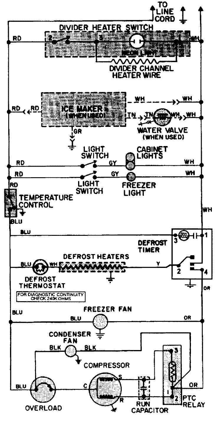 WIRING INFORMATION Diagram and Parts List for RTD19E0DAM  Maytag Refrigerator