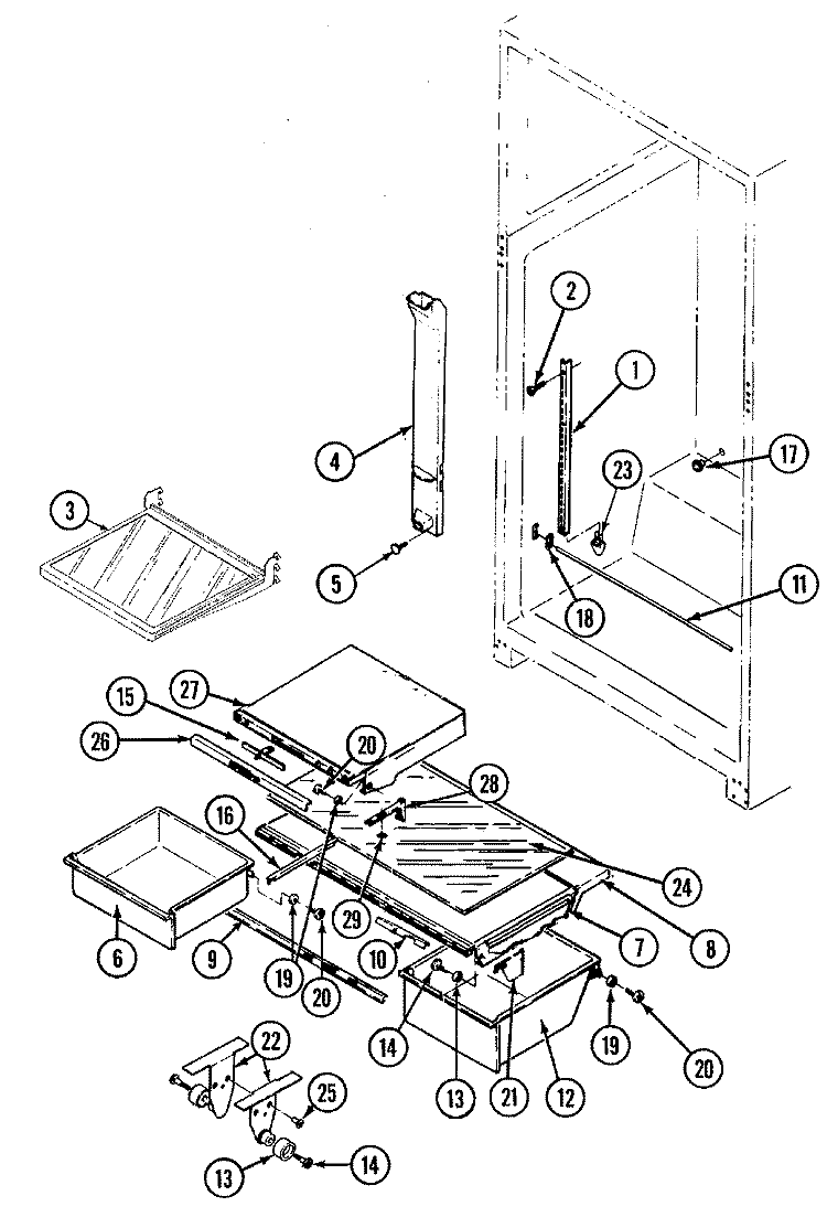 SHELVES & ACCESSORIES Diagram and Parts List for RTD2100DAE  Maytag Refrigerator