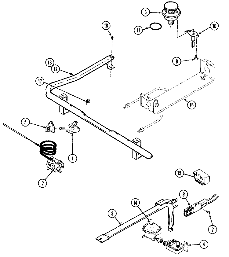 GAS CONTROLS Diagram and Parts List for GV3177WUW5  Maytag Range
