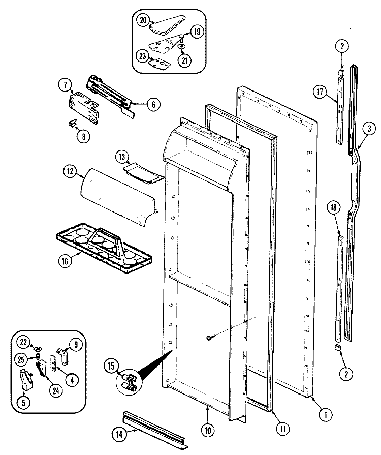 FRESH FOOD DOOR Diagram and Parts List for GS20B8D3B  Maytag Refrigerator