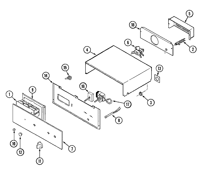 CONTROL PANEL Diagram and Parts List for CWEA100ACB  Admiral Range