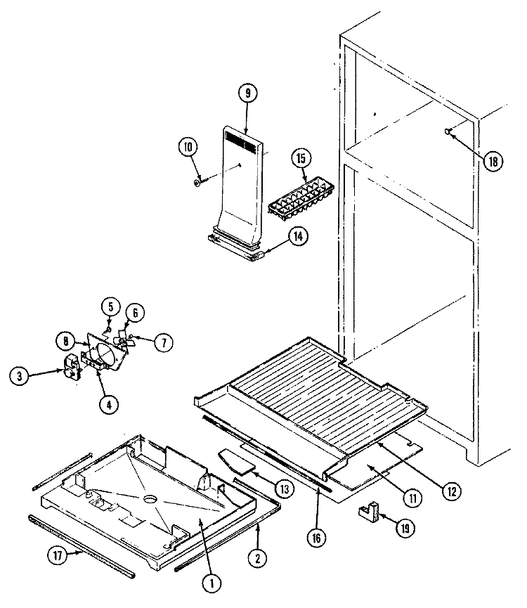 FREEZER COMPARTMENT Diagram and Parts List for CT19Y6W  Crosley Refrigerator
