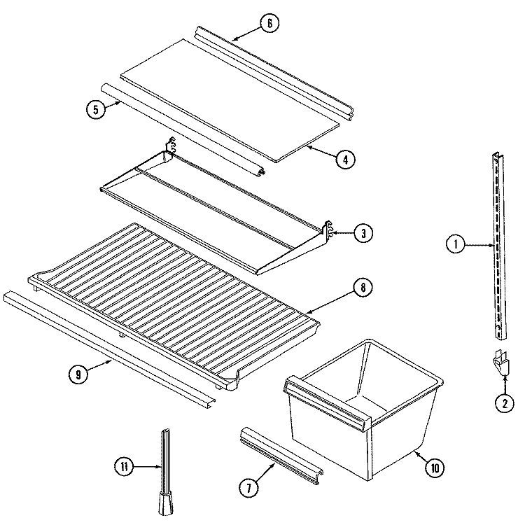 SHELVES & ACCESSORIES Diagram and Parts List for GT15B83A  Magic Chef Refrigerator