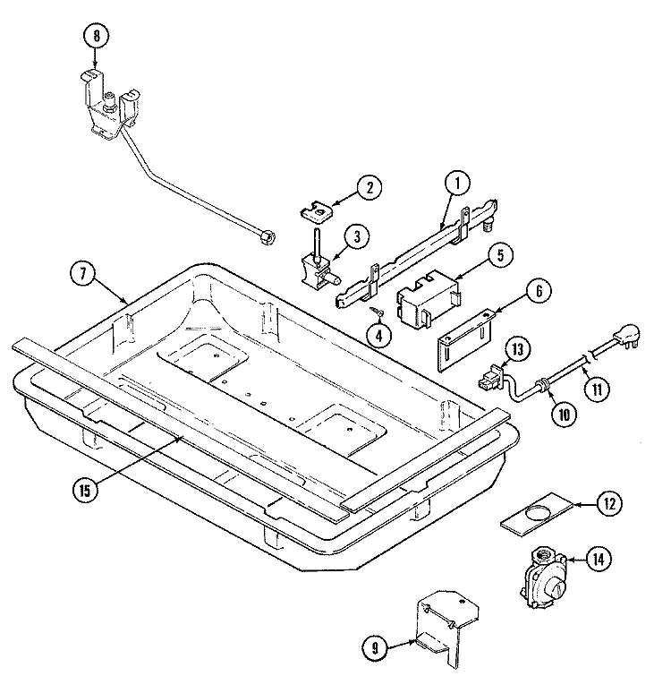 GAS CONTROL / BODY Diagram and Parts List for X8261RB  Maytag Cooktop