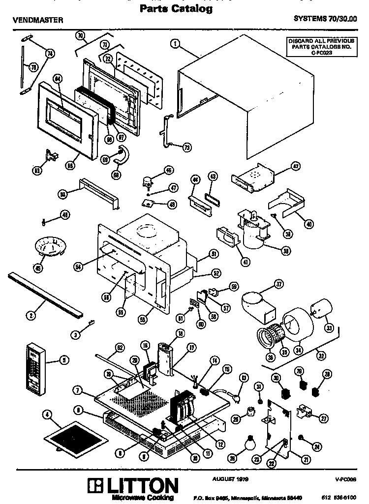 Replacement Parts Diagram and Parts List for 70 3000 Amana Microwave