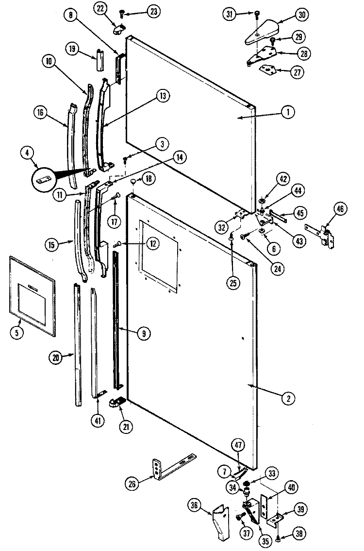 DOOR (OUTER) Diagram and Parts List for RTW22E1DAE  Maytag Refrigerator