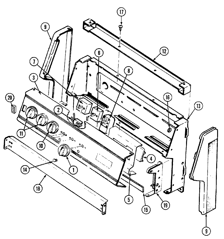 CONTROL PANEL Diagram and Parts List for GC3531WUW  Crosley Range