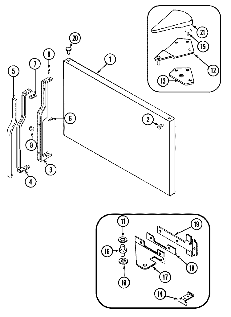 FREEZER OUTER DOOR Diagram and Parts List for GT21Y8A  Admiral Refrigerator