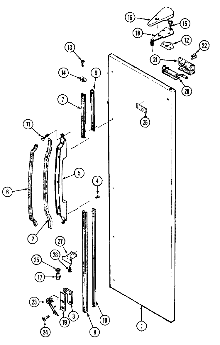 FRESH FOOD OUTER DOOR Diagram and Parts List for RSD2000DAM  Maytag Refrigerator