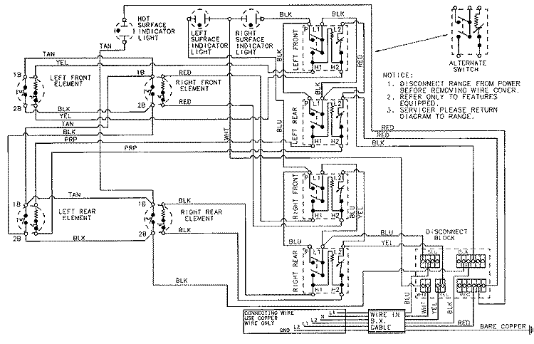 WIRING INFORMATION Diagram and Parts List for CSE9000CDB  Maytag Cooktop