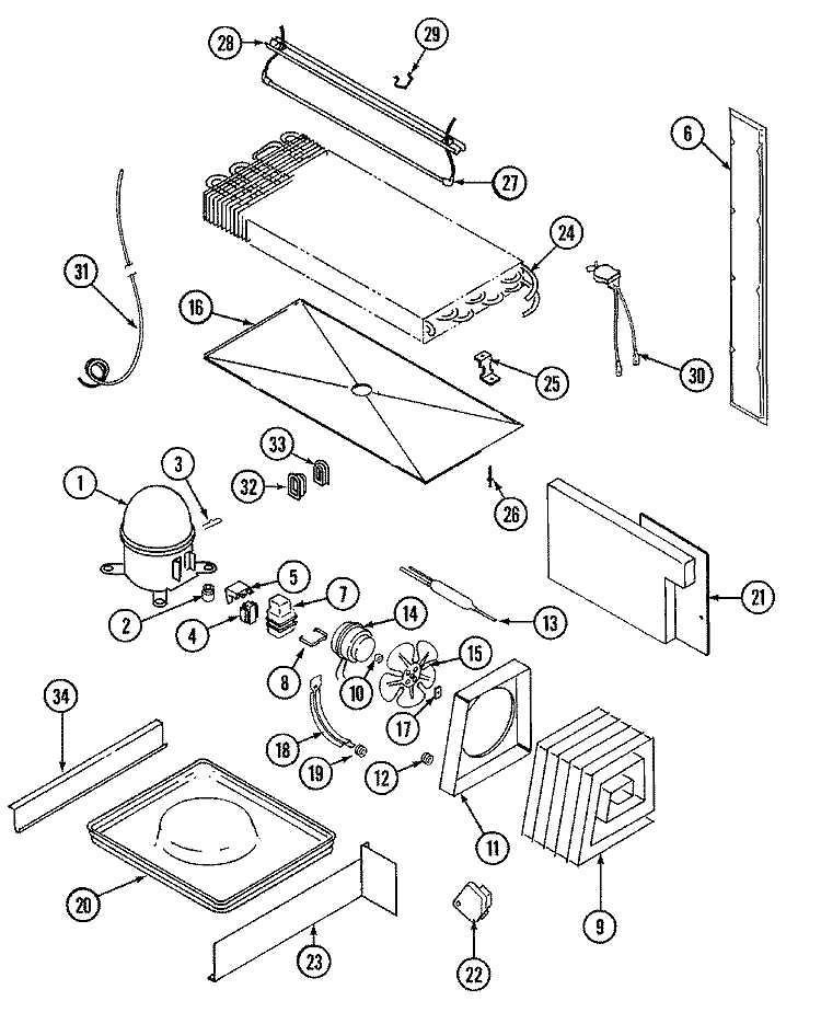 UNIT COMPARTMENT & SYSTEM Diagram and Parts List for GT23X83V  Maytag Refrigerator