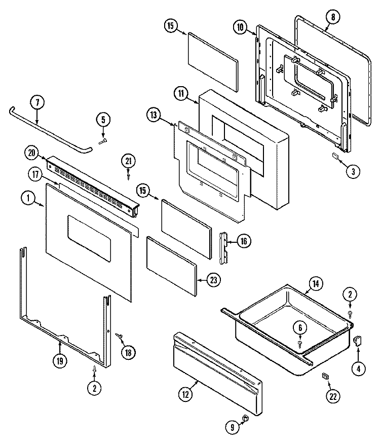 DOOR / DRAWER (CDL / CDW SERIES 19) Diagram and Parts List for CRE8700CDW  Maytag Range