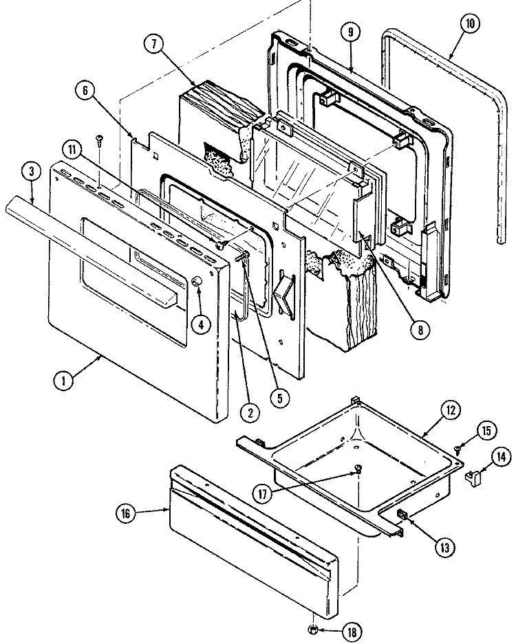 DOOR / DRAWER (L3527WRV) Diagram and Parts List for L3527WRV  Norge Range
