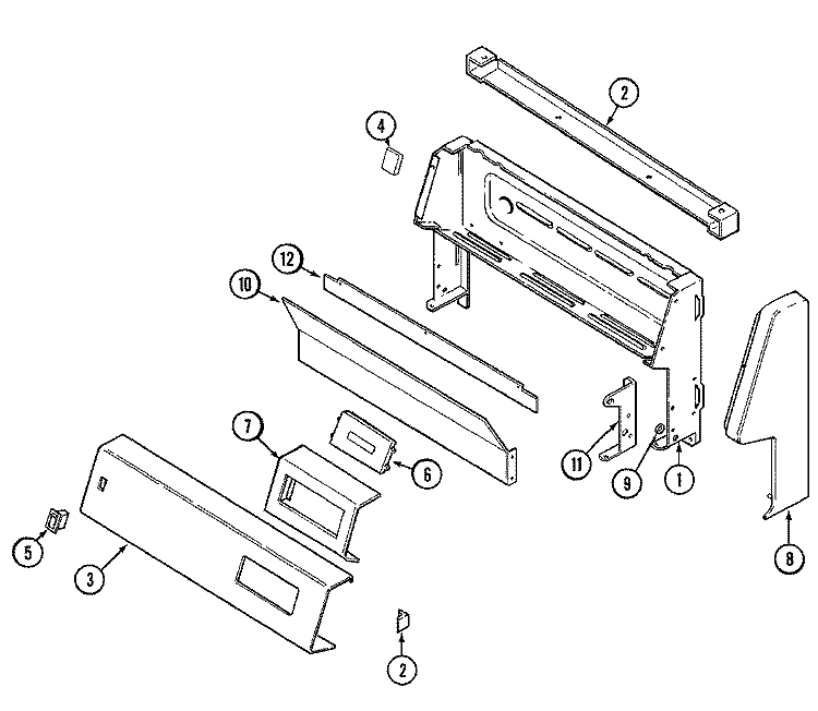 CONTROL PANEL Diagram and Parts List for CRGA350AAW  Admiral Range