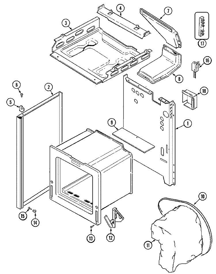 BODY Diagram and Parts List for CRGA300AAW  Admiral Range
