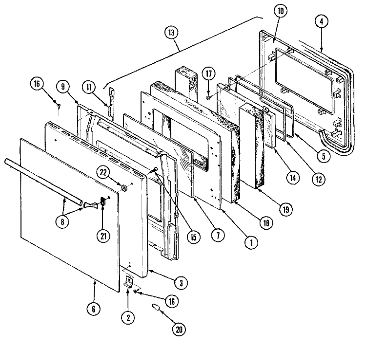 DOOR Diagram and Parts List for CE9814XPB  Crosley Wall Oven