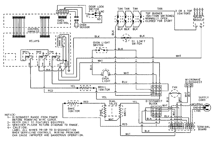 WIRING INFORMATION Diagram and Parts List for 6498VVD  Magic Chef Range