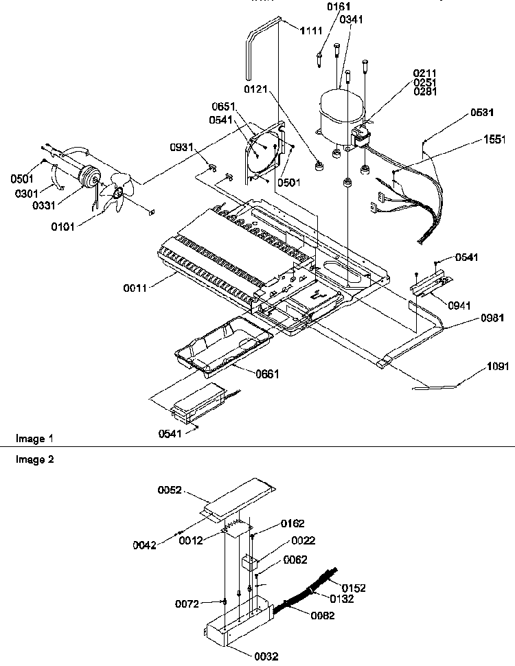 Machine Compartment Diagram and Parts List for SBD20S4L-P1190007WL  Amana Refrigerator