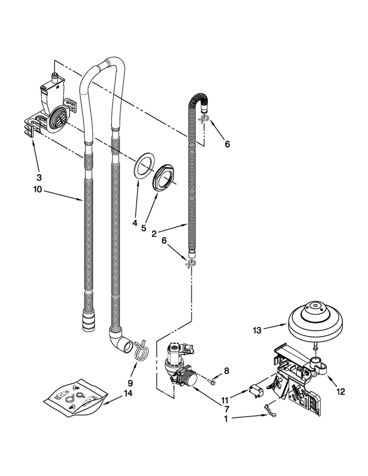 Fill, Drain And Overfill Parts Diagram and Parts List for MDBH949PAB0  Maytag Dishwasher