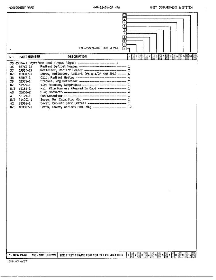 Unit Compartment/system Page 3 Diagram and Parts List for 22474A  Admiral Refrigerator