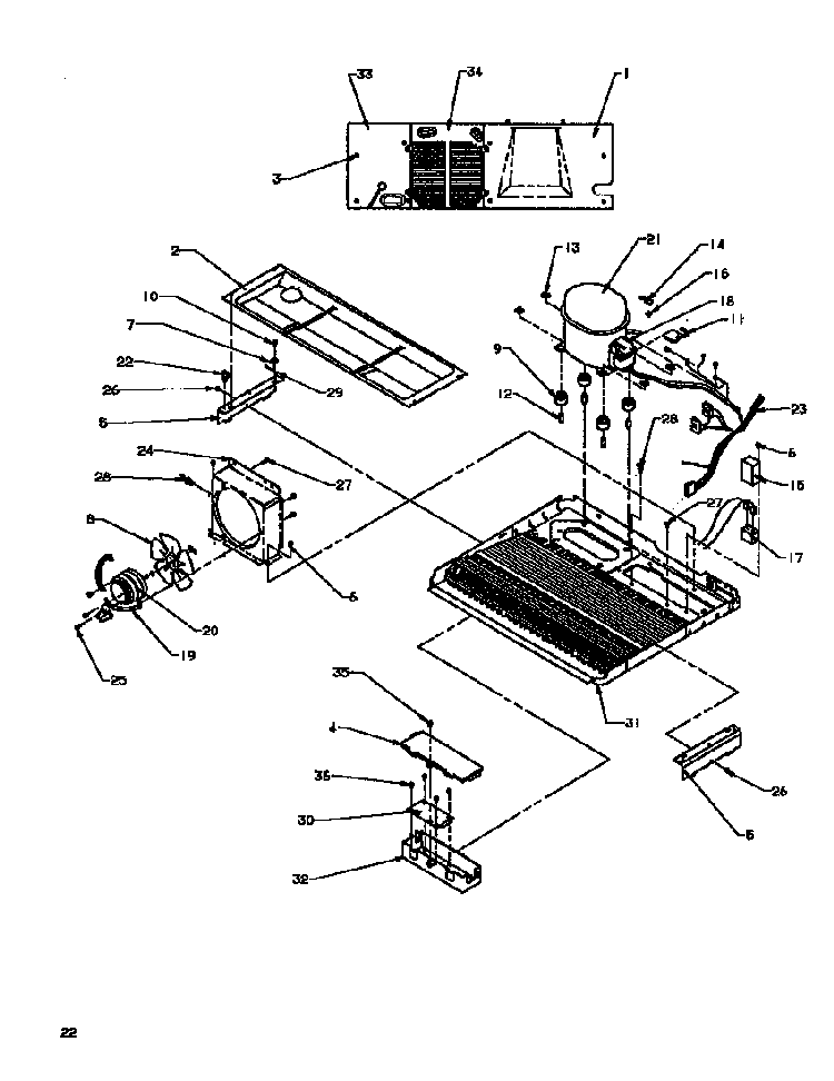 Machine Compartment Diagram and Parts List for SXD19NL-P1168802WL  Amana Refrigerator