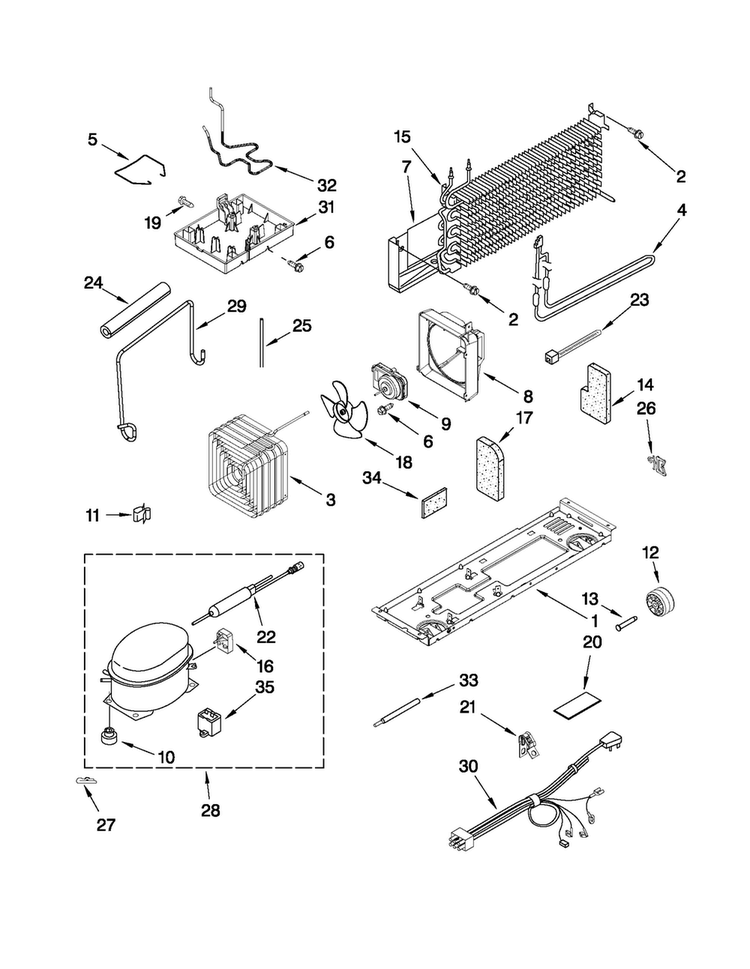 Unit Parts Diagram and Parts List for A8RXEGFXD00  Amana Refrigerator