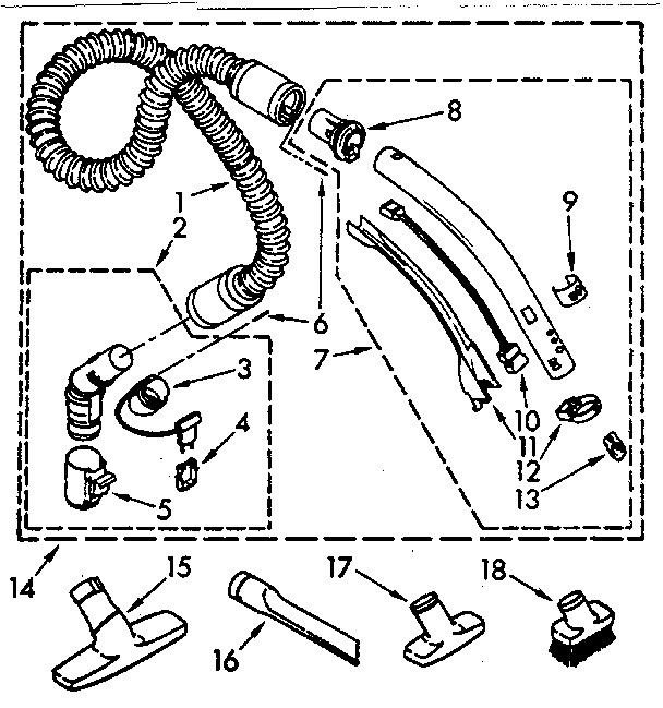 Attachment Parts Diagram and Parts List for 1162497582  Kenmore Filters & Accessories