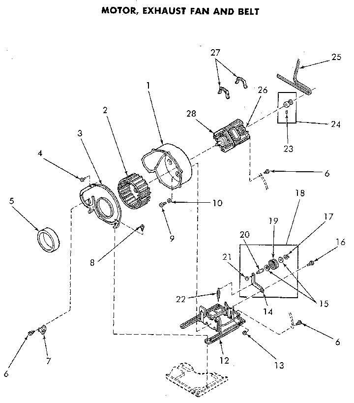 Motor And Exhaust Fan Diagram and Parts List for NE8833L43938  Speed Queen Dryer