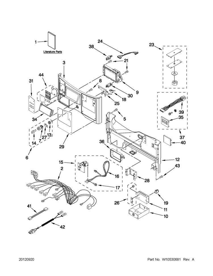 Control Panel Parts Diagram and Parts List for MLE20PDBYW1  Maytag Washer Dryer Combo