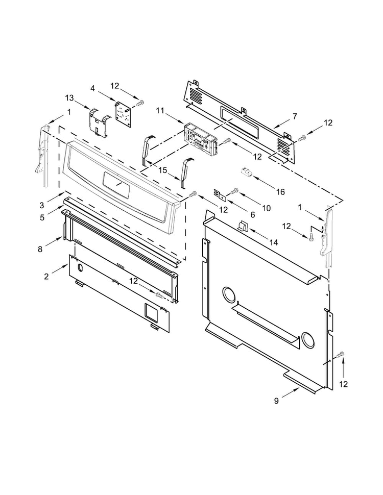 Control Panel Parts Diagram and Parts List for AGR5630BDW2  Amana Range