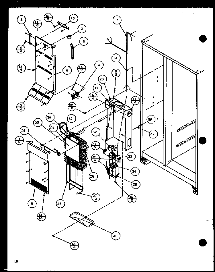 Evaporator And Air Handling Diagram and Parts List for SBD20H-P7836031W  Amana Refrigerator