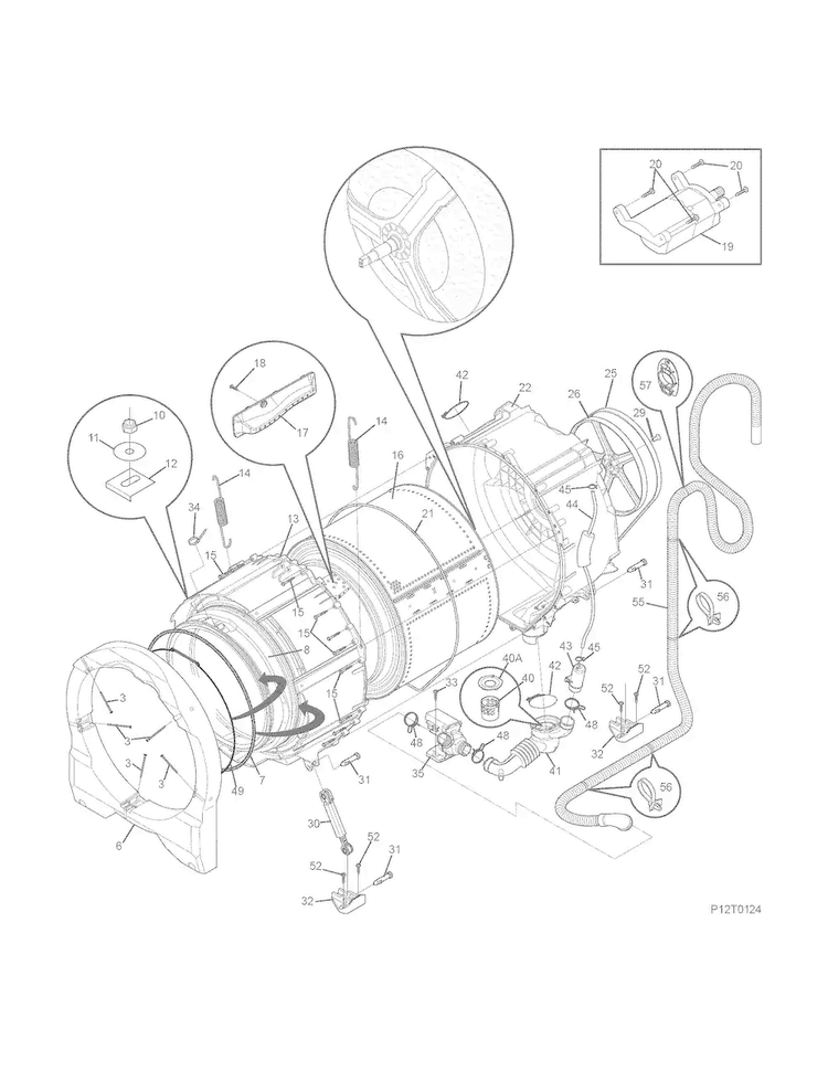 Motor/tub Diagram and Parts List for CFW4701QW0  Crosley Washer