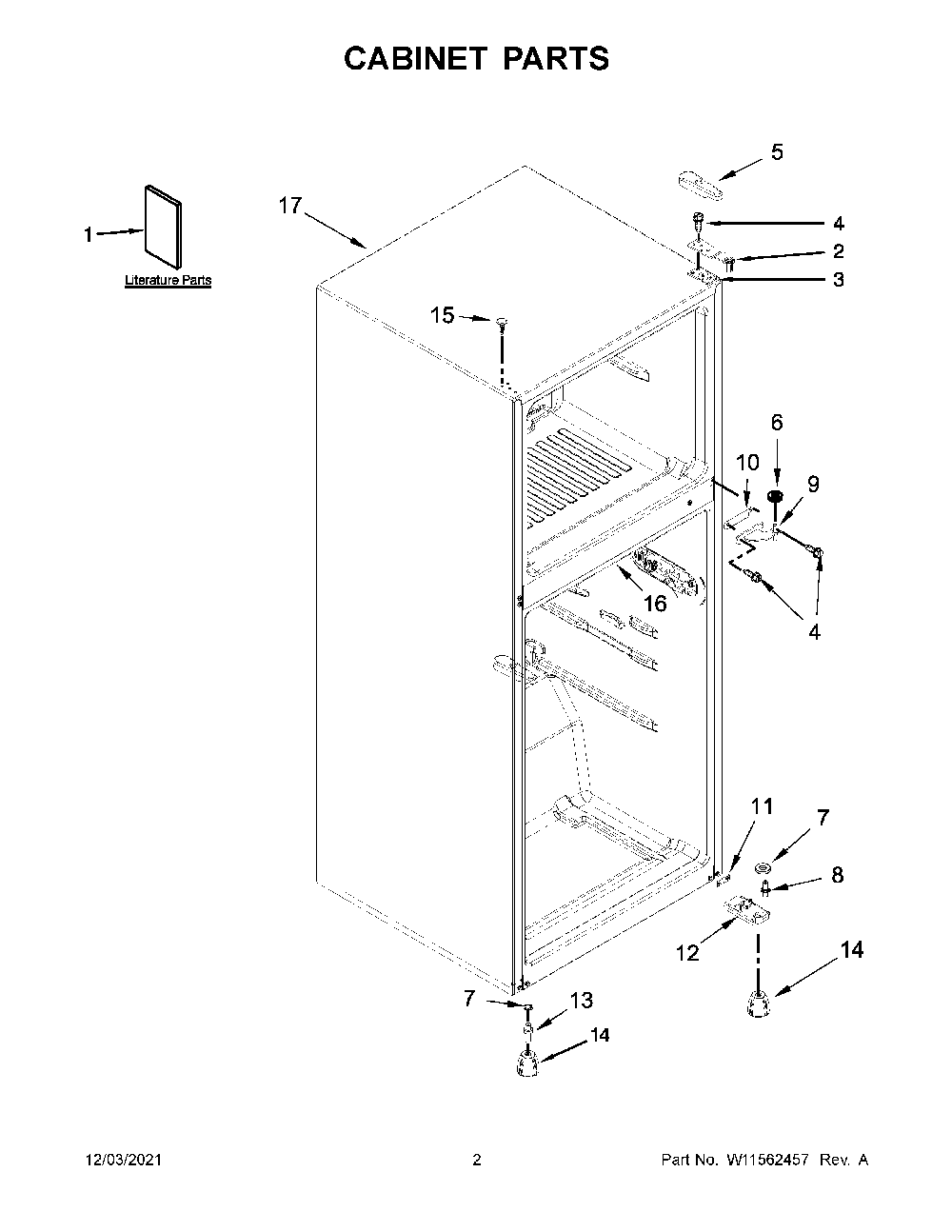 Cabinet Parts Diagram and Parts List for 10667803120  Kenmore Refrigerator