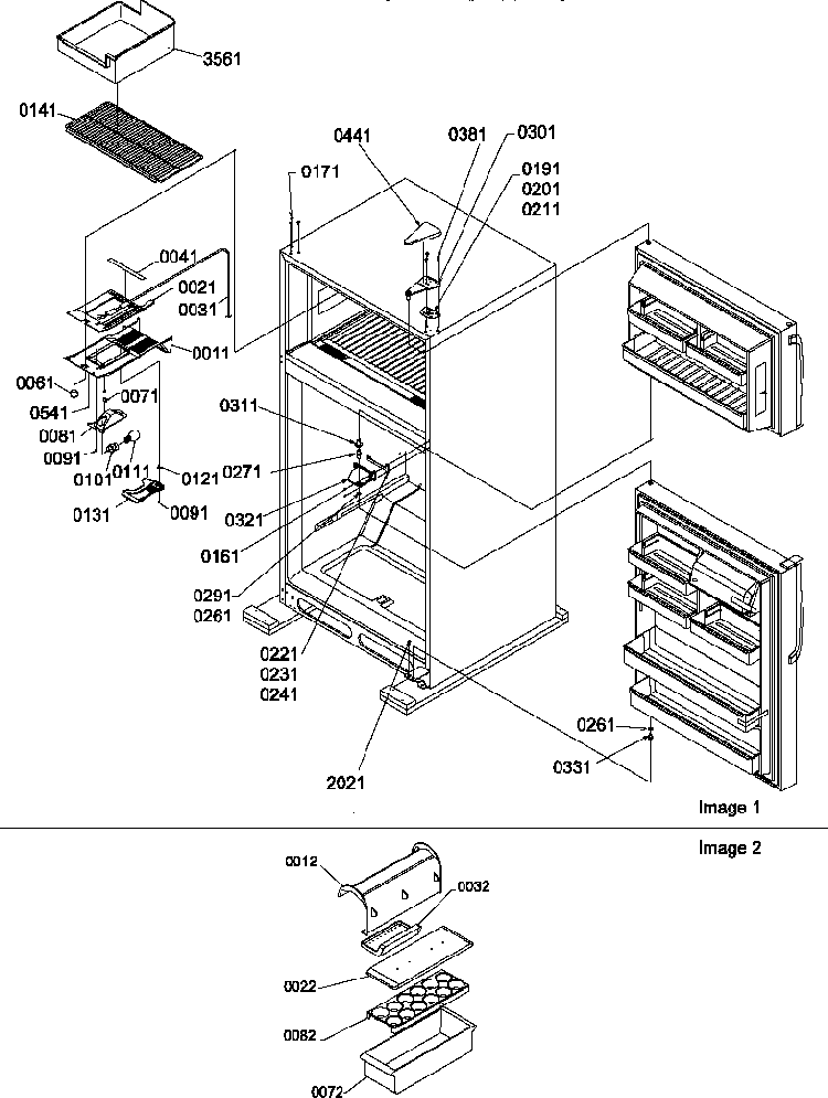 Door Hinges/freezer Shelf & Accessories Diagram and Parts List for TZI22V2L-P1319101WL  Amana Refrigerator