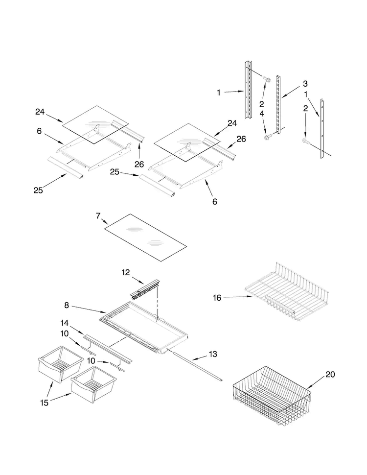 Shelf Parts Diagram and Parts List for ABB1921WEW0  Amana Refrigerator
