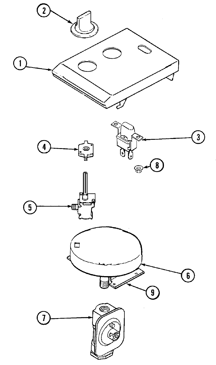 CONTROL PANEL Diagram and Parts List for CVG4100B  Jenn-Air Cooktop