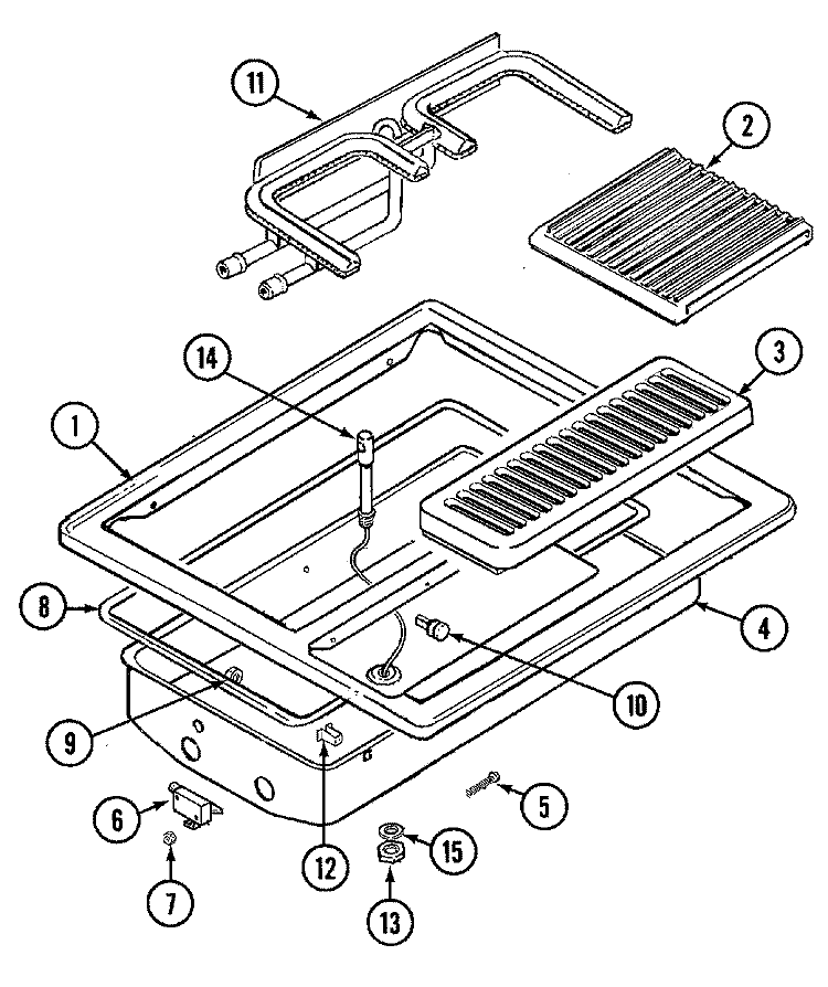 TOP ASSEMBLY Diagram and Parts List for CVG4100B  Jenn-Air Cooktop