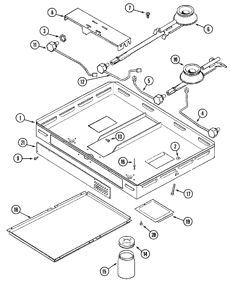 BODY Diagram and Parts List for CVG4280S  Jenn-Air Cooktop
