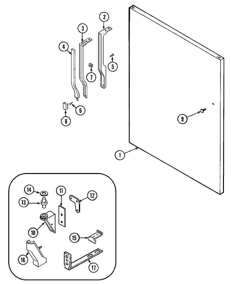 FRESH FOOD OUTER DOOR Diagram and Parts List for GT19A43V  Admiral Refrigerator